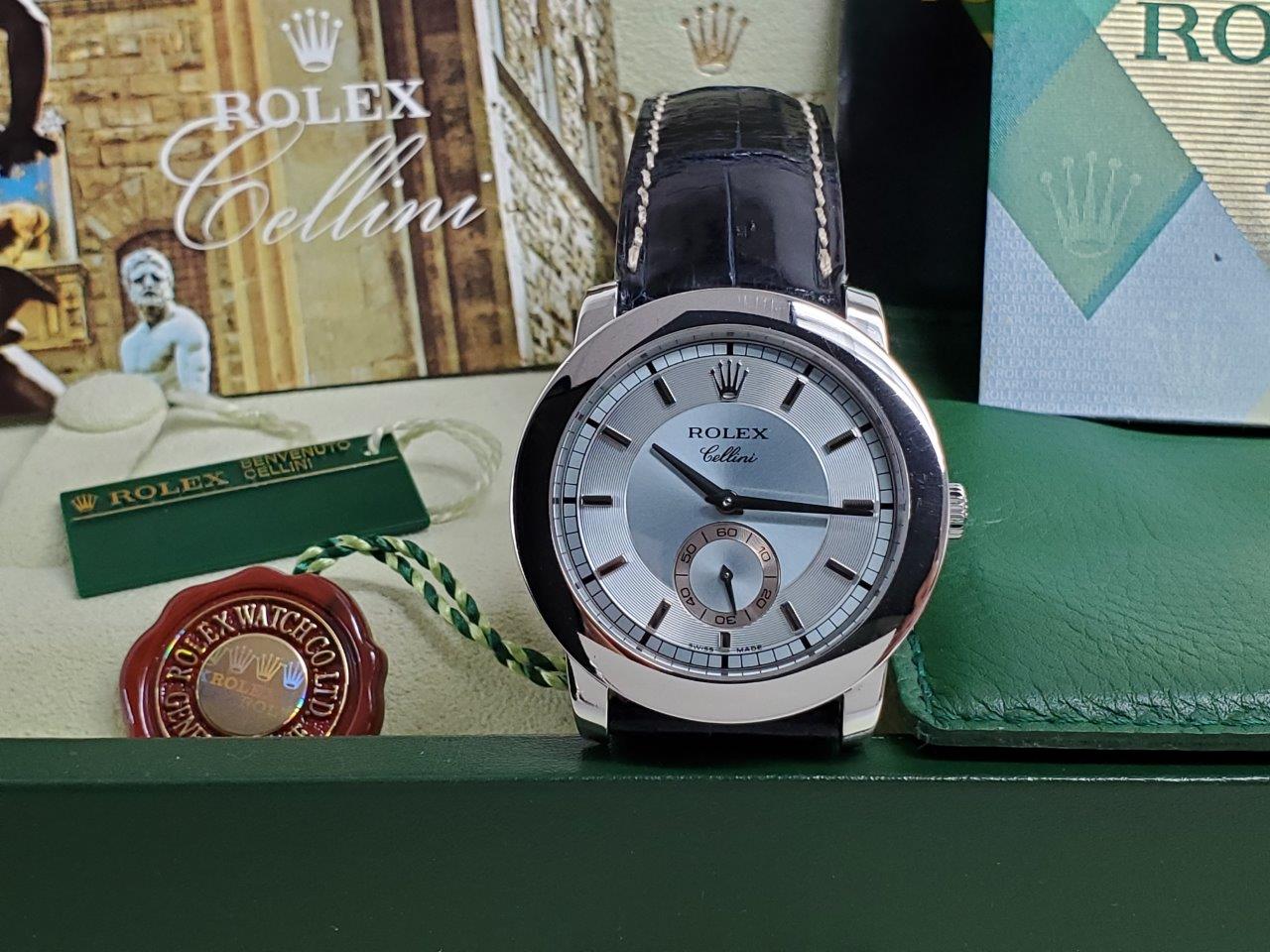 Mens Rolex Cellini Cellinium 5241/6 Glacier Blue Platinum Manual Box Papers