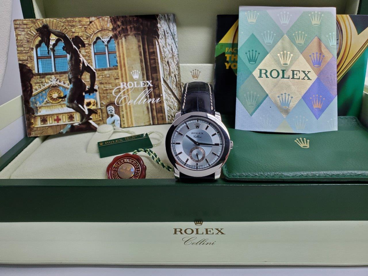 Mens Rolex Cellini Cellinium 5241/6 Glacier Blue Platinum Manual Box Papers