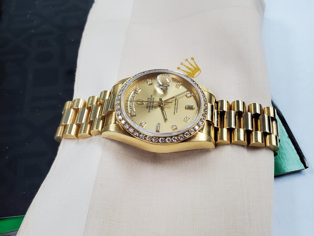 Rolex Day-Date President 18048 Quickset Factory Original Diamond Bezel & Dial