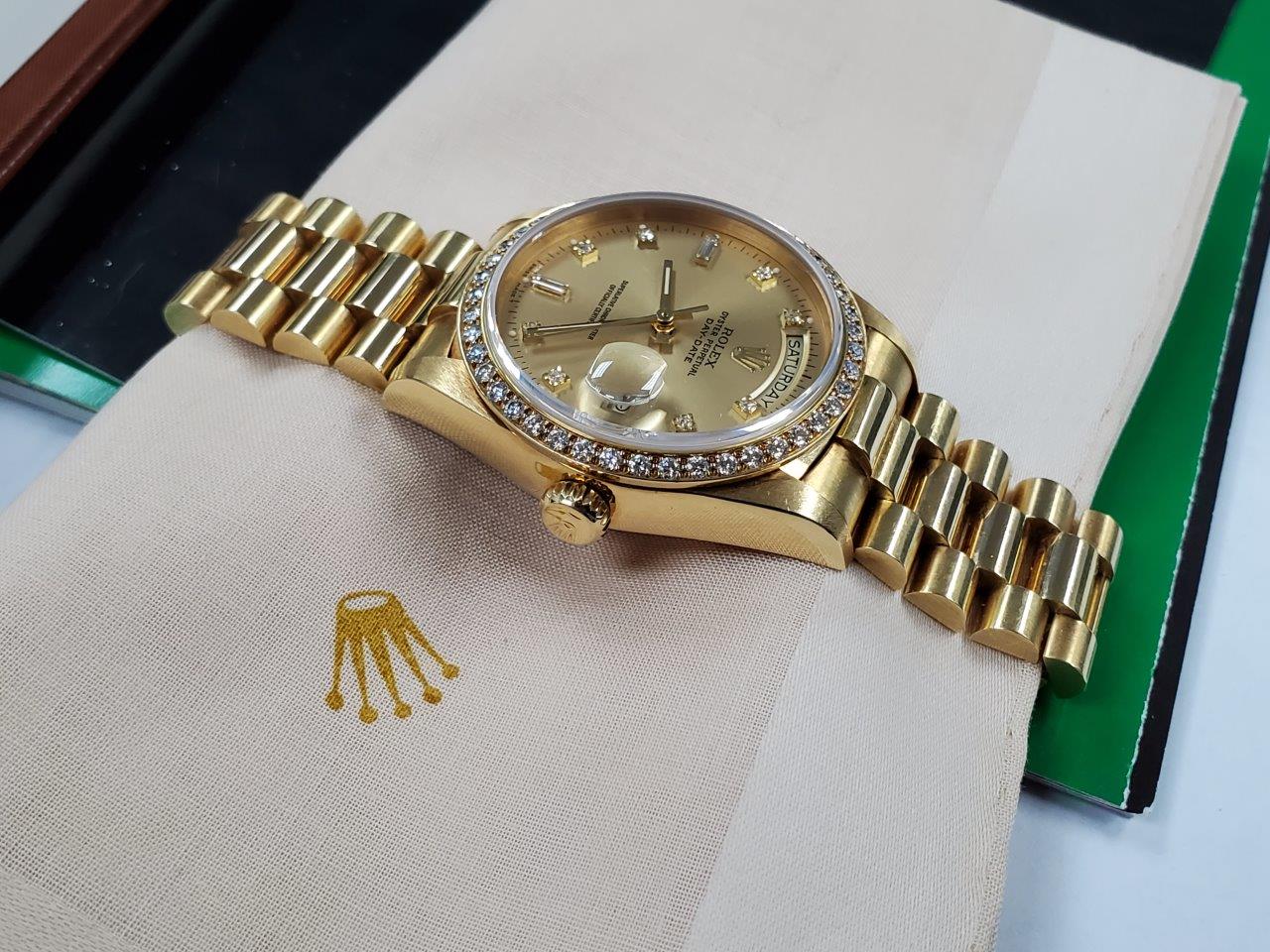 Rolex Day-Date President 18048 Quickset Factory Original Diamond Bezel & Dial