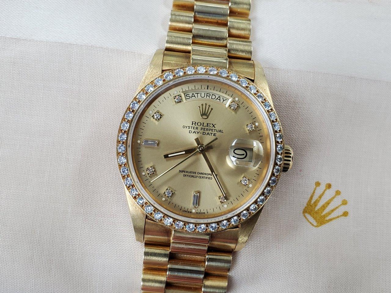 Rolex Day-Date President 18048 Quickset Factory Original Diamond Bezel & Dial