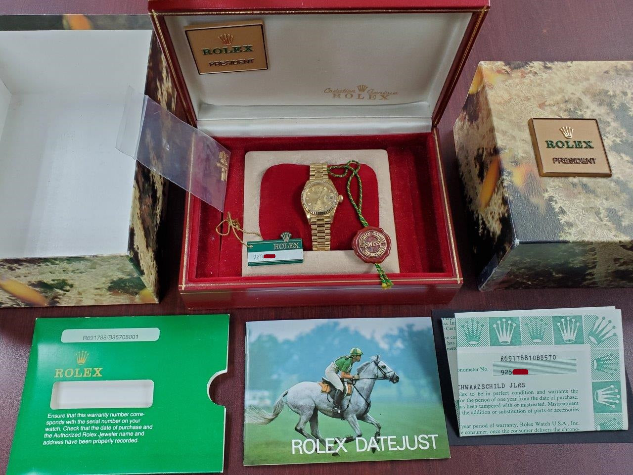 Rolex Datejust Lady-President 18k Gold Factory Diamonds 69178 Box/Papers