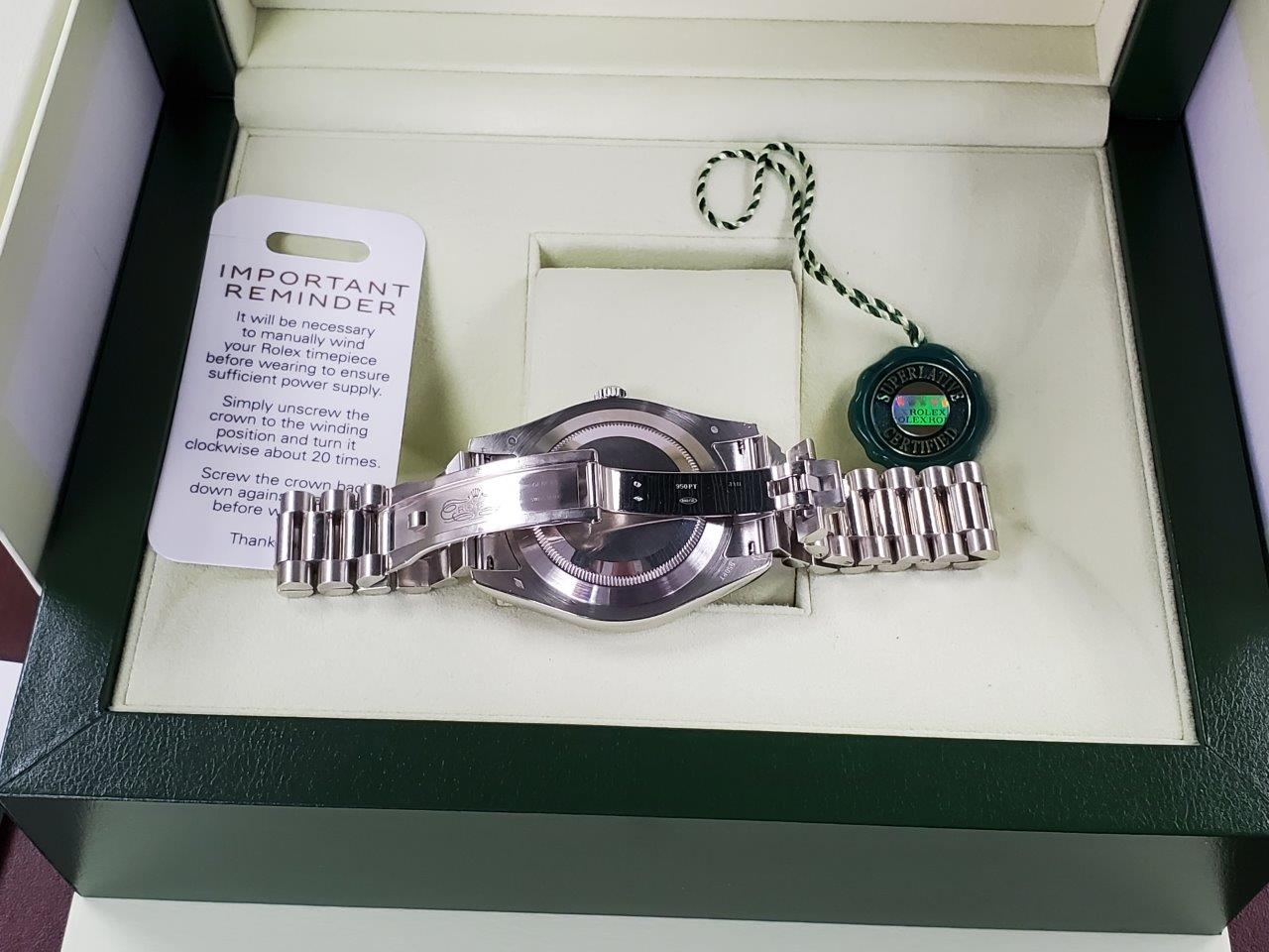 Rolex Day-Date II 41mm Platinum President Glacier Blue Diamond Roman 218206