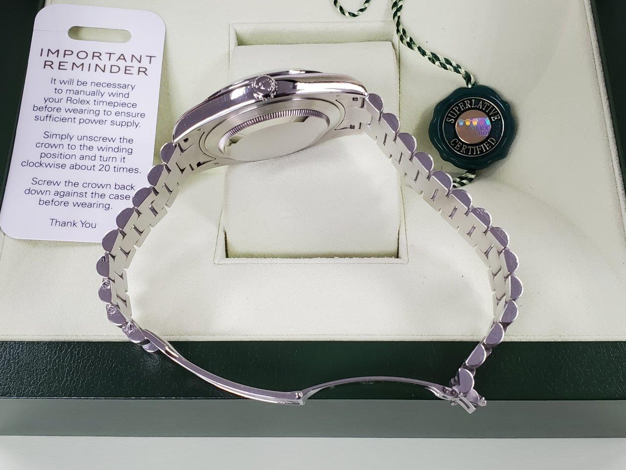 Rolex Day-Date II 41mm Platinum President Glacier Blue Diamond Roman 218206