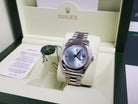 Rolex Day-Date II 41mm Platinum President Glacier Blue Diamond Roman 218206