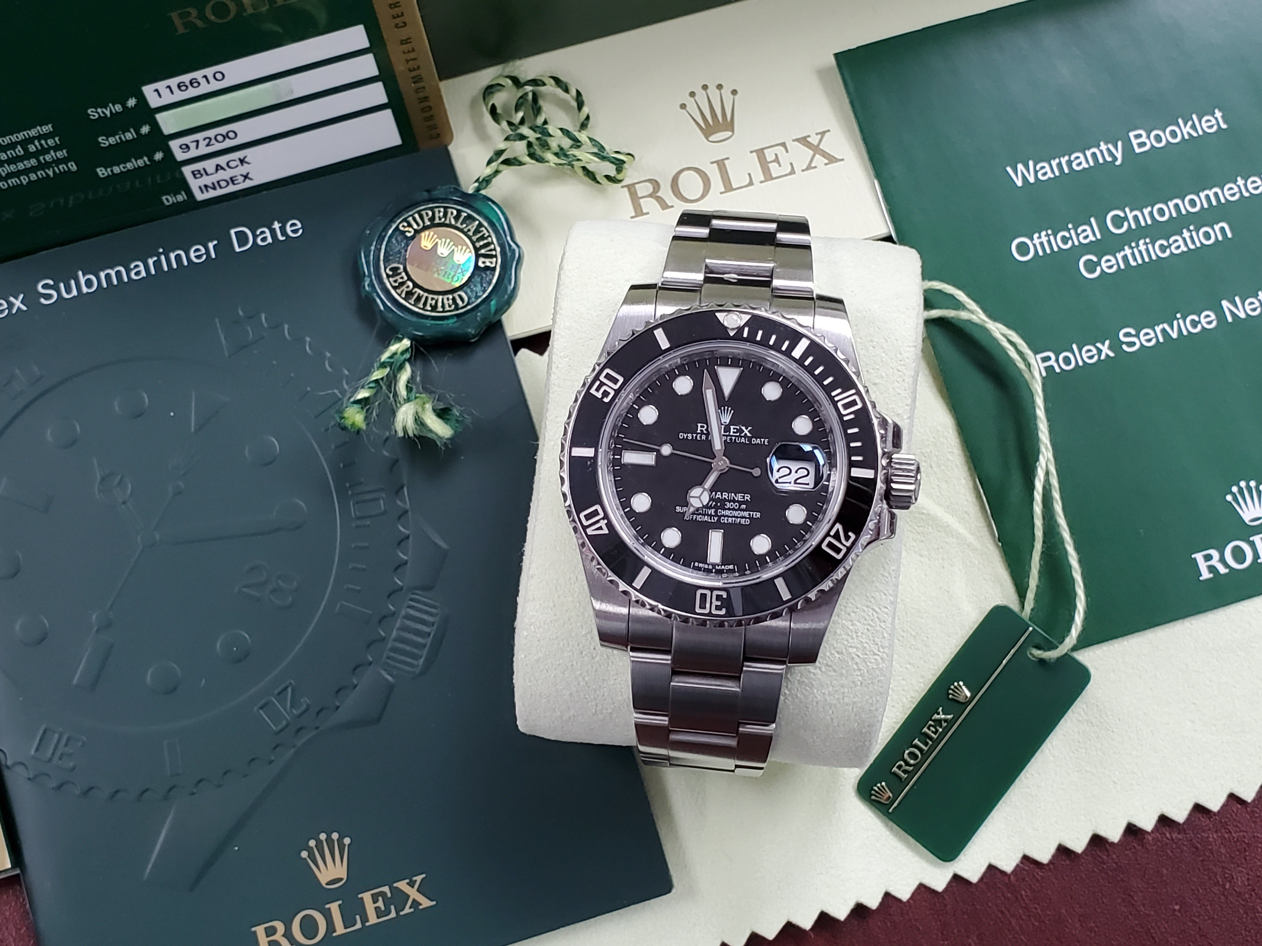 Rolex Submariner Date 300M Black SS Ceramic Watch