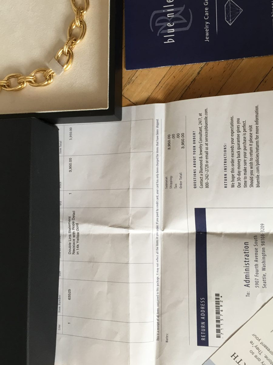 14k gold rope chain double link statement necklace