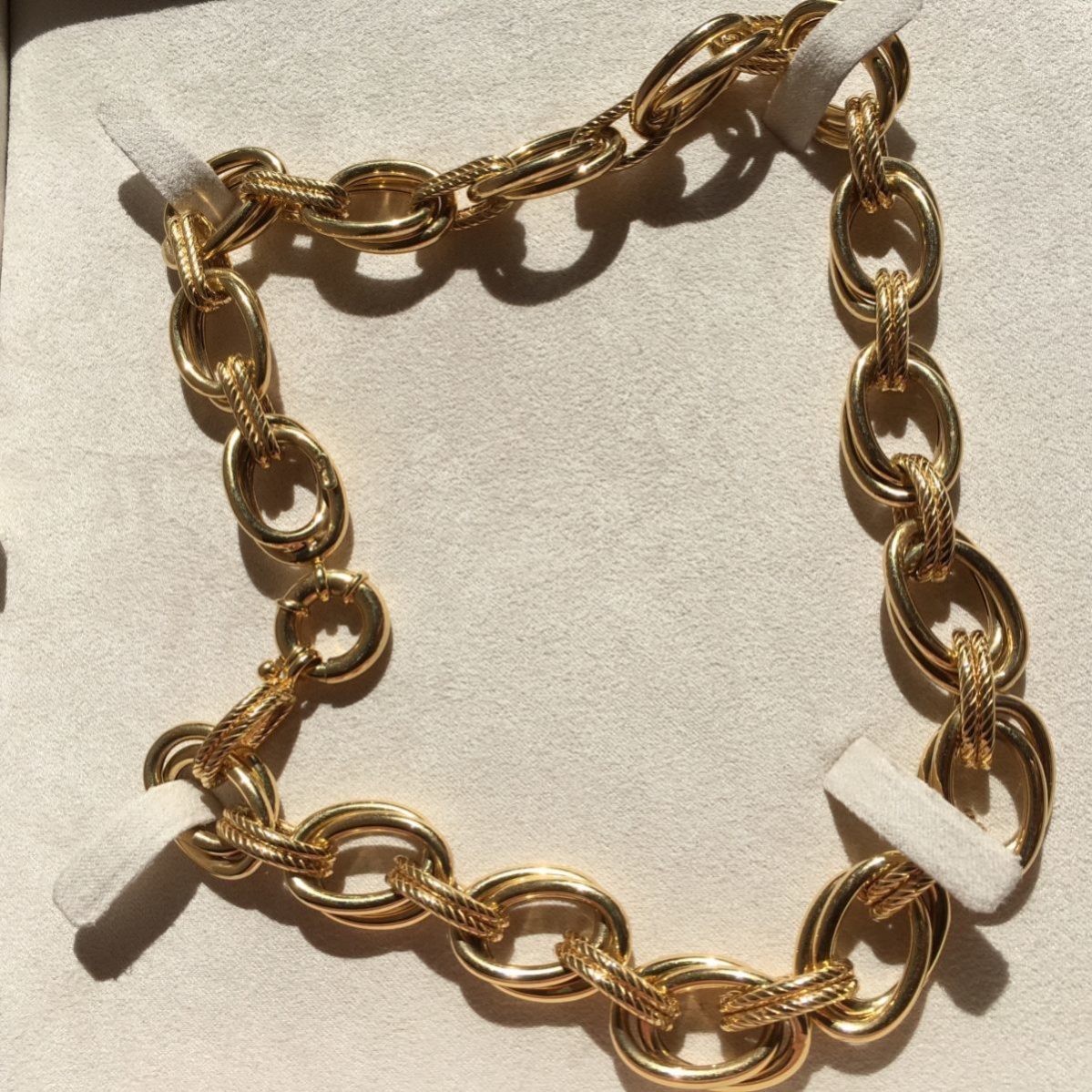14k gold rope chain double link statement necklace