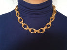14k gold rope chain double link statement necklace