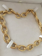 14k gold rope chain double link statement necklace
