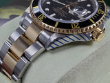 Rolex Oyster Perpetual Date Pre-Ceramic Submariner 300M 18k Gold Bi-metal Two Tone 16613LN Black FULL SET Box Papers 2022 Service