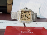 Cartier Santos Automatic XL Stainless Steel Gold 2-Tone 4072 Custom ICED OUT Diamonds Bezel Dial Bracelet Arabic