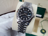 Rolex Oyster Perpetual DateJust 41 Jubilee Stick 18k White Gold Fluted Bezel 126334 Full Set New Green Card UNPOLISHED