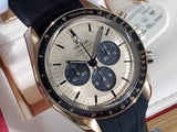 Omega Speedmaster Professional Moonwatch 18k Gold Pande Dial Co-Axial 3861 BNIB