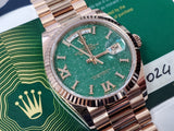 Rolex Day-Date 36 President 128235 Novelty Dial Gemstone Green AVENTURINE Diamond Full Set