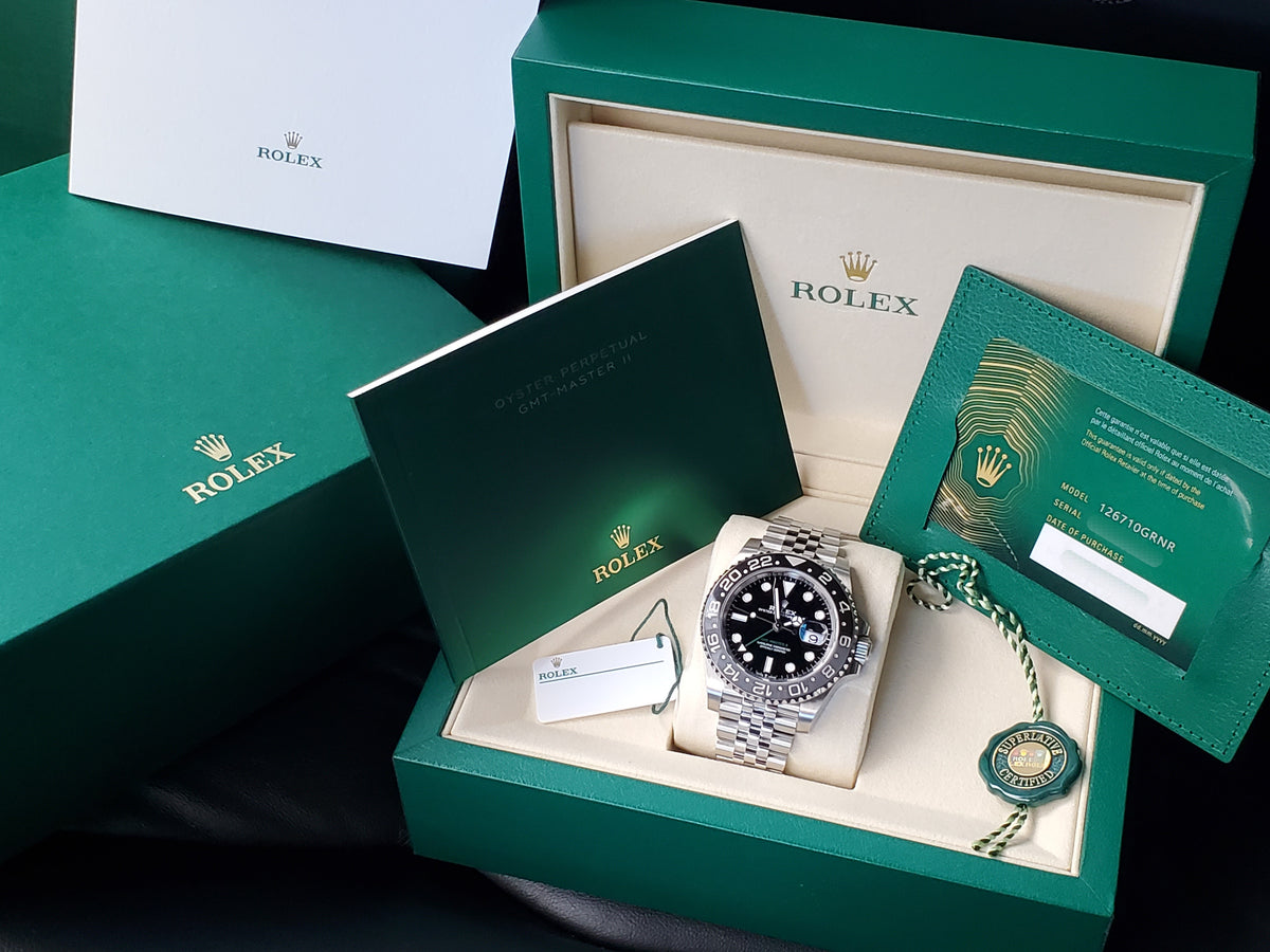 Rolex GMT-Master II 126710GRNR Jubilee Band Grey/Black Bezel BRUCE 