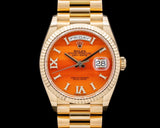 Rolex Day-Date 36 President 128238 Novelty Gemstone Dial Carnelian Pave Diamond Full Set