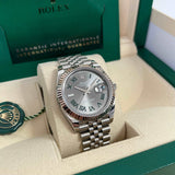 Rolex Datejust 41 WIMBLEDON Roman Jubilee 18k White Gold Fluted Bezel Full Set 126334 like new Green Card