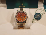 Rolex Day-Date 36 President 128238 Novelty Gemstone Dial Carnelian Pave Diamond Full Set