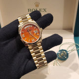 Rolex Day-Date 36 President 128238 Novelty Gemstone Dial Carnelian Pave Diamond Full Set