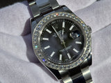 Rolex Black Index DateJust II 41 Super Case Stick Dial 18k Gold Bezel High Quality Diamond Set 4ct MINT