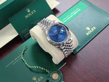 Rolex Datejust 41 Jubilee 18k White Gold Fluted Bezel 126334 Blue Roman Full Set like new Green Card