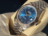 Rolex Datejust 41 Jubilee 18k White Gold Fluted Bezel 126334 Blue Roman Full Set like new Green Card