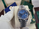 Rolex Datejust 41 Jubilee 18k White Gold Fluted Bezel 126334 Blue Roman Full Set like new Green Card