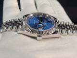 Rolex Datejust 41 Jubilee 18k White Gold Fluted Bezel 126334 Blue Roman Full Set like new Green Card