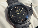 Panerai Luminor 1950 GMT 3 Days Automatic PAM 438 Luminor TUTTONERO Black Ceramic w/Bracelet Exhibition Display Faux-Patina