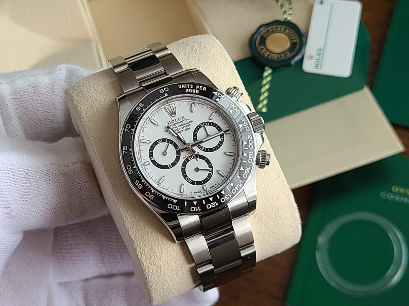 Rolex Daytona UNWORN 2025 White PANDA s/ STICKERS Tags Full Set