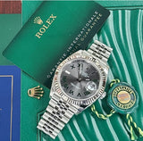 Rolex Datejust 41 WIMBLEDON Roman Jubilee 18k White Gold Fluted Bezel Full Set 126334 like new Green Card