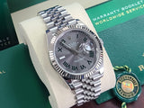 Rolex Datejust 41 WIMBLEDON Roman Jubilee 18k White Gold Fluted Bezel Full Set 126334 like new Green Card