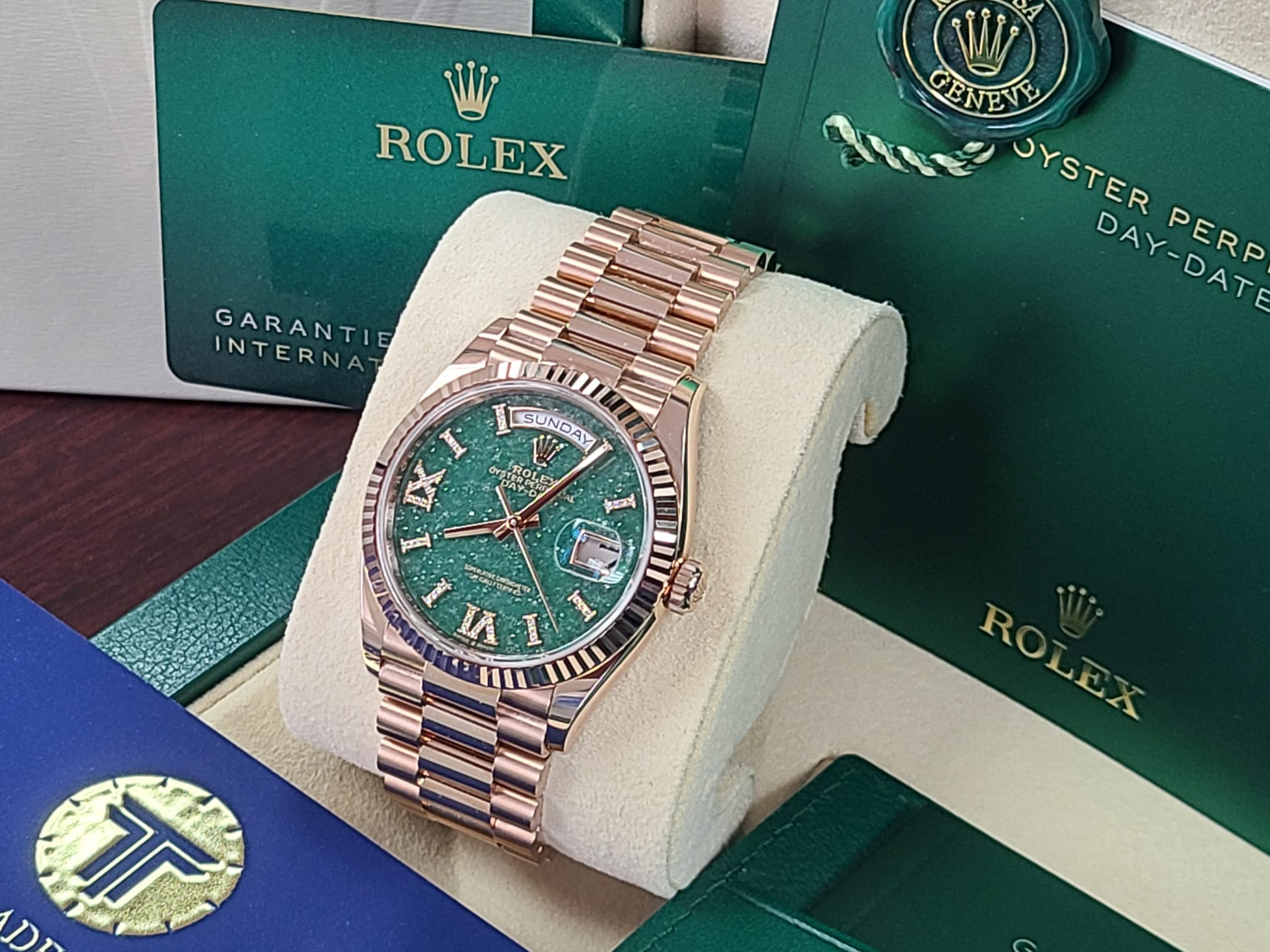 Rolex Day-Date 36 President 128235 Novelty Dial Gemstone Green