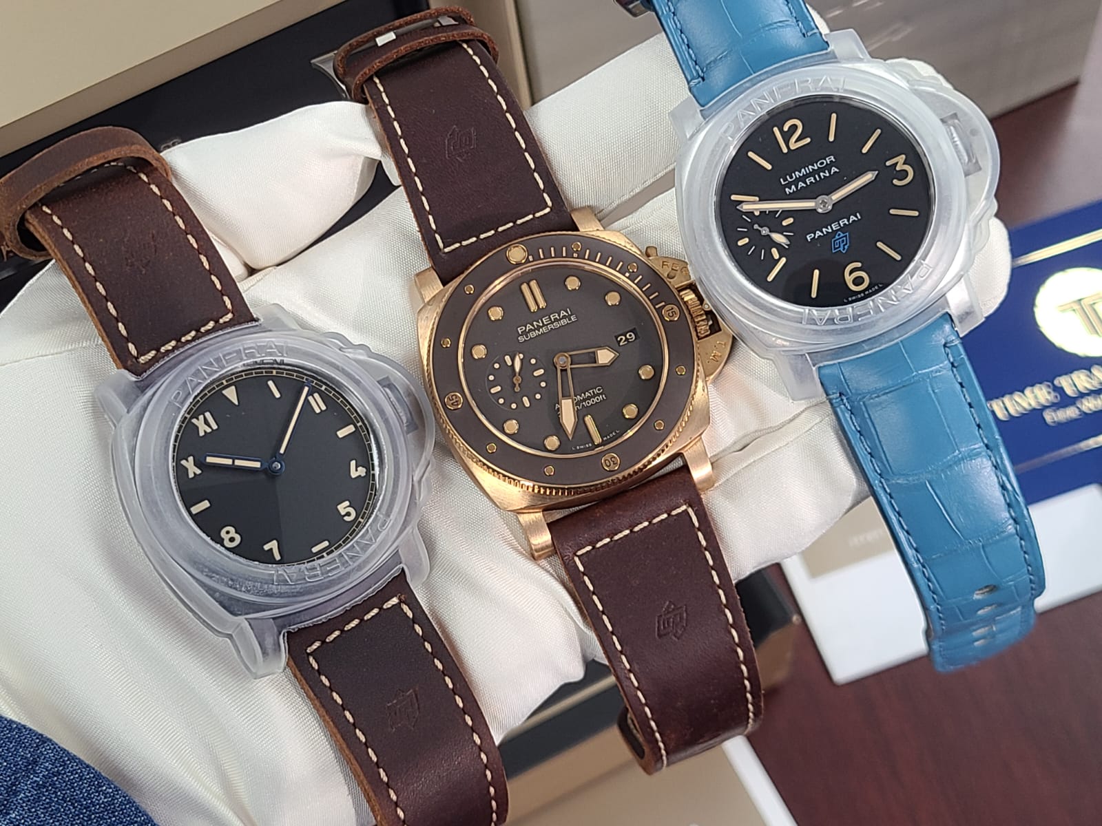 Panerai Submersible BRONZO 1950 Unworn Full Set Tags Brown Green