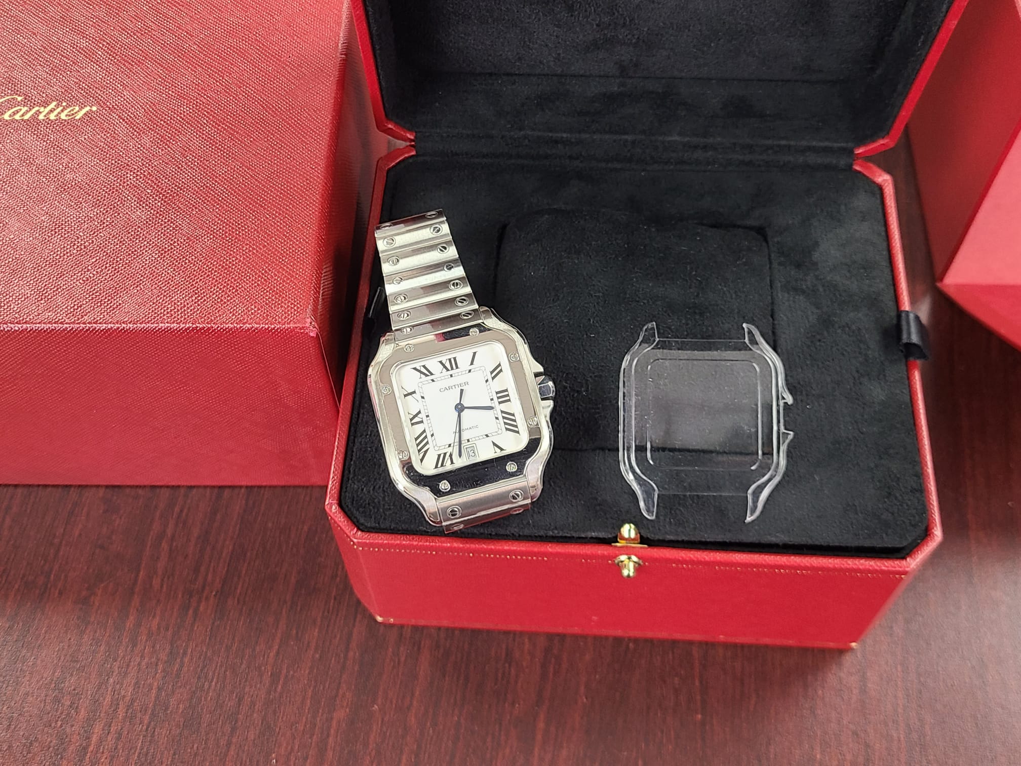 Cartier / スラックス Cartier Santos 100 XL Two Tone Gold Steel White Leather