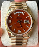 Rolex Day-Date 36 President 128238 Novelty Gemstone Dial Carnelian Pave Diamond Full Set