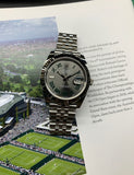 Rolex Datejust 41 WIMBLEDON Roman Jubilee 18k White Gold Fluted Bezel Full Set 126334 like new Green Card