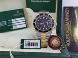 Rolex Oyster Perpetual Date Pre-Ceramic Submariner 300M 18k Gold Bi-metal Two Tone 16613LN Black FULL SET Box Papers 2022 Service