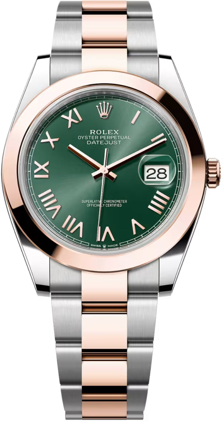 Rolex Datejust 41 Oystersteel Everose Gold Mint Green Dial Oyster