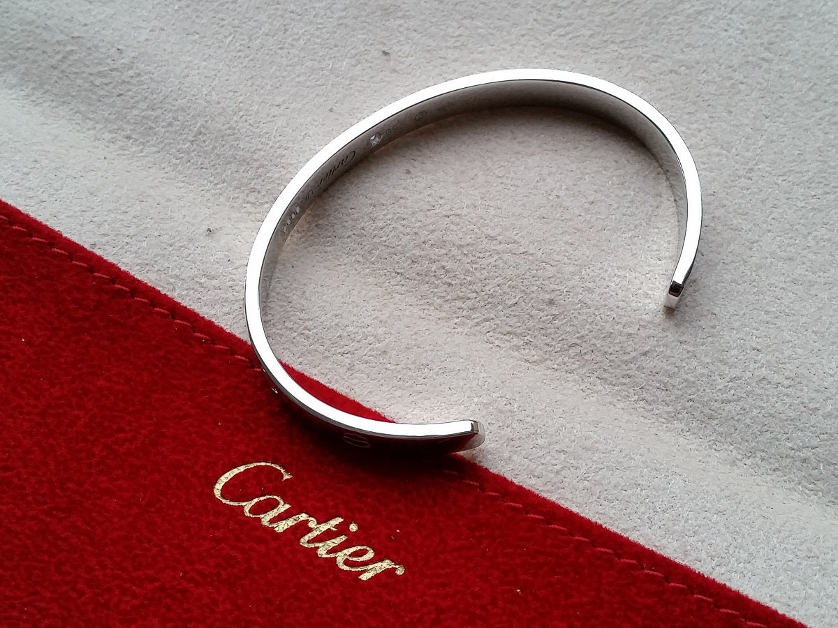 Cartier Love Bracelet Diamond Open Bangle 18k white gold 17