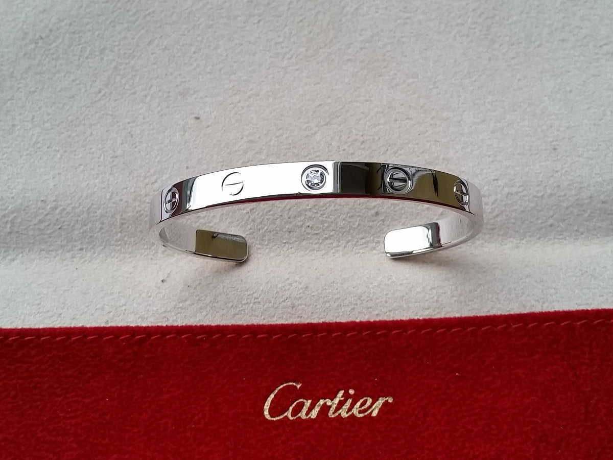 Cartier Love Bracelet Diamond Open Bangle 18k white gold 17