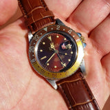 Rolex GMT-Master 16753 Brown Nipple Gilt Dial 2 Tone Root Beer Quick Set 1981 Vintage