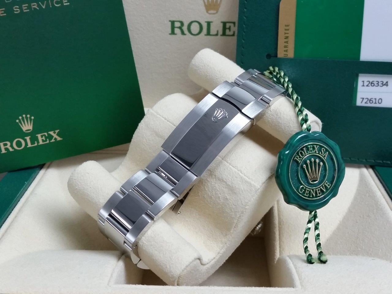 Rolex Datejust II 41 Slate Green Roman 126334-0022 Oyster Band 18k Gold Fluted