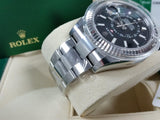 Rolex Sky-Dweller 326934 Steel Black Dial 18k Gold Fluted Bezel Brand New