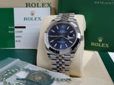 BNIB Rolex Datejust II 41 126300 BLSO Smooth Bezel Jubilee Band Blue Stick 3235
