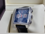 TAG Heuer Monaco Calibre 12 Chronograph Blue SS Navy Leather CAW2111.FC6183 Full Set