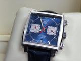 TAG Heuer Monaco Calibre 12 Chronograph Blue SS Navy Leather CAW2111.FC6183 Full Set