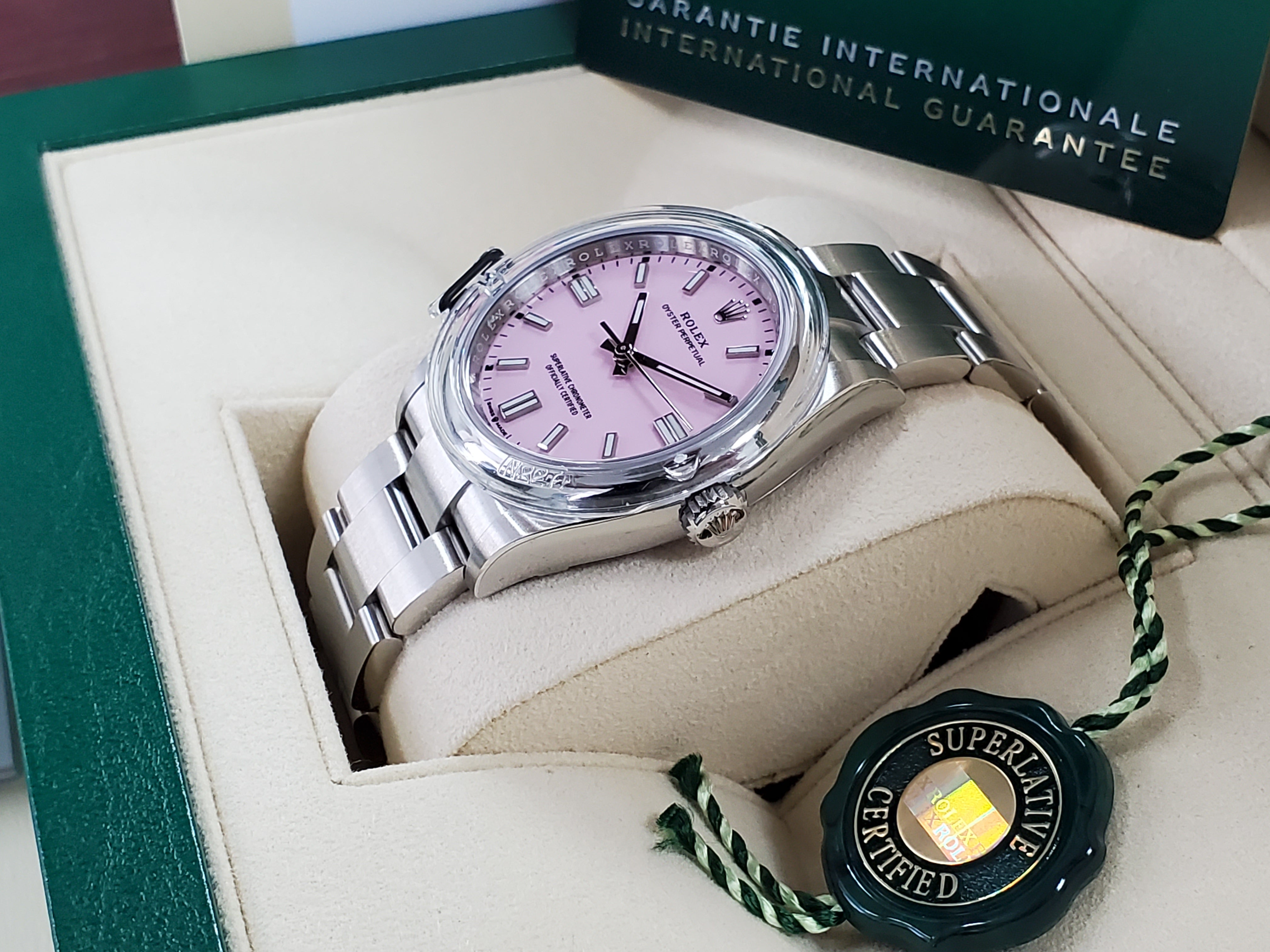 Rolex Oyster Perpetual OP 36 Novelty CANDY PINK Full Set w/ Stickers