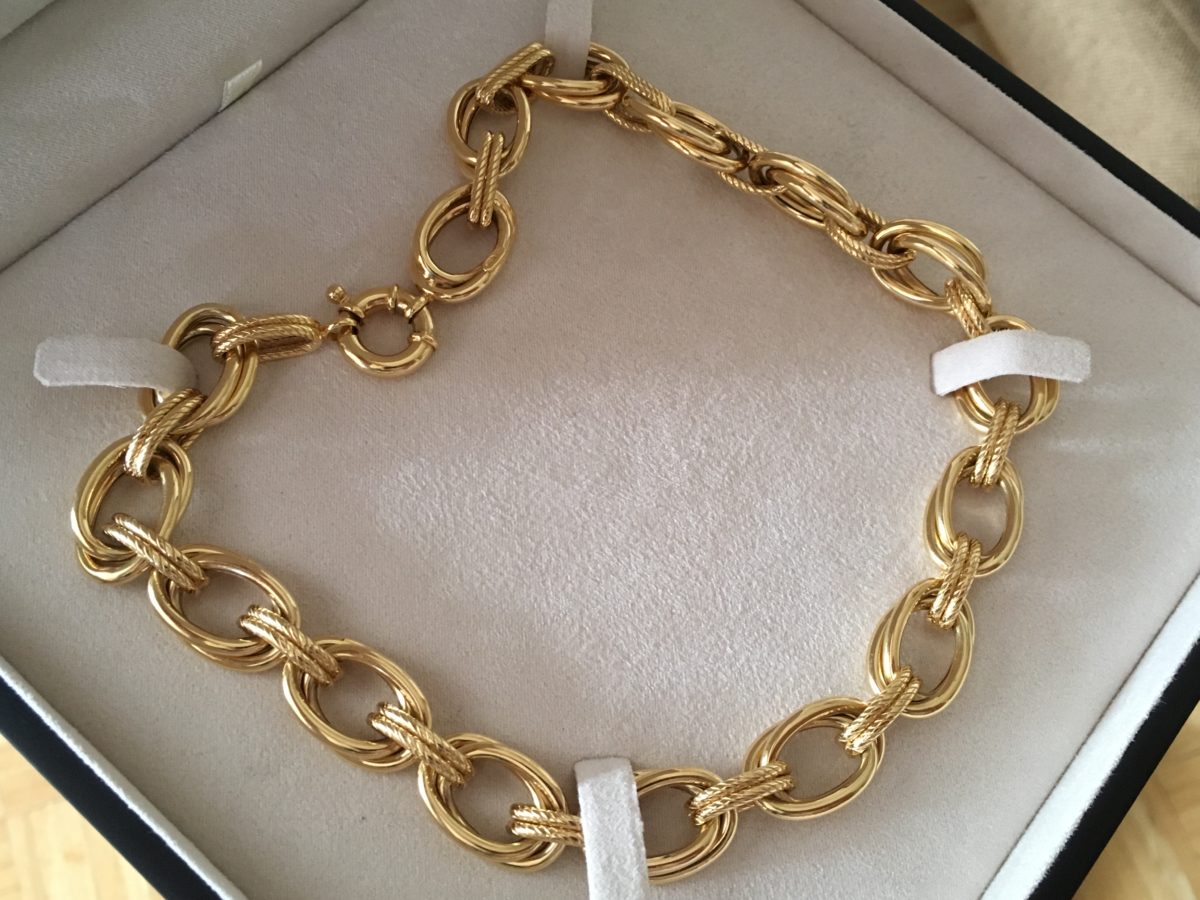 14k gold rope chain double link statement necklace